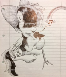 Size: 3021x3535 | Tagged: safe, artist:littlenaughtypony, songbird serenade, pony, g4, my little pony: the movie, female, high res, lined paper, microphone, music notes, solo, traditional art