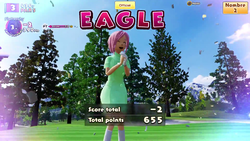 Size: 1920x1080 | Tagged: safe, fluttershy, eagle, human, g4, 3d, clothes, dress, everybody's golf, female, game, golf, golf course, hot shots golf, humanized, mountain, playstation 4, screenshots, solo, sports, video in description, youtube link