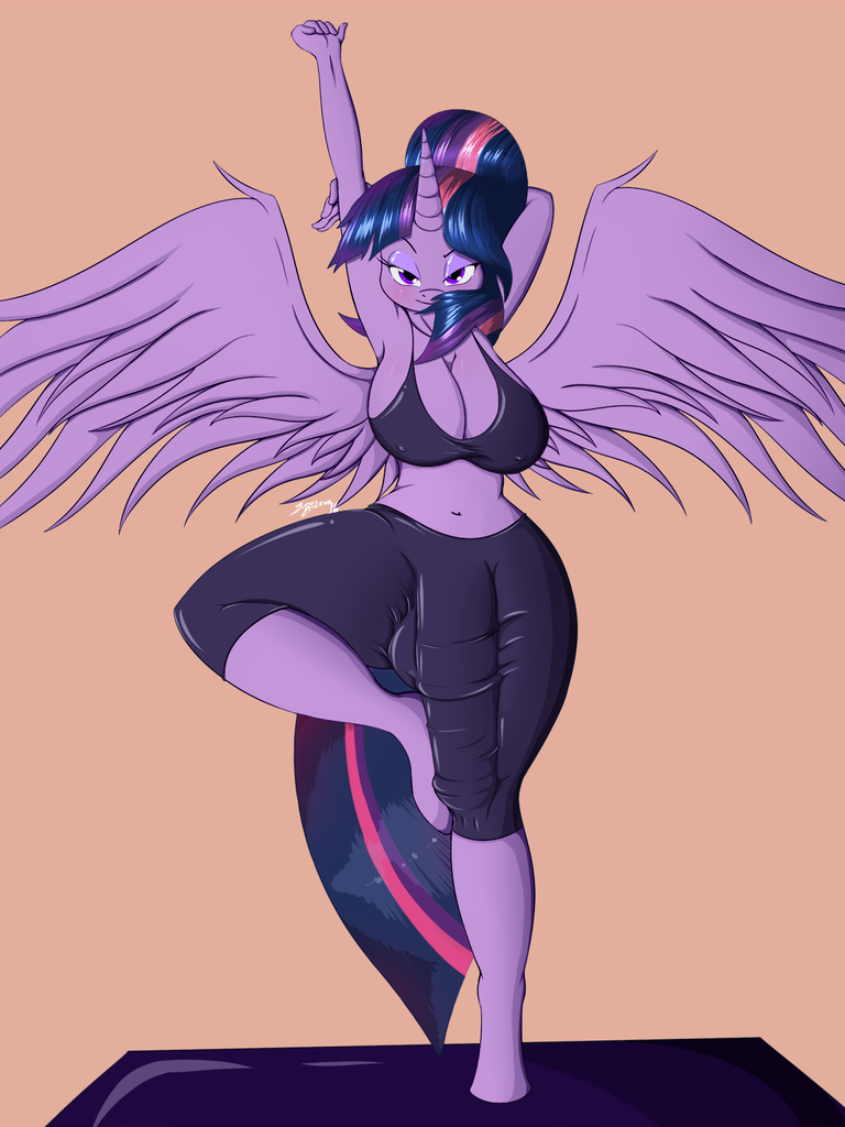 big penis, breasts, busty twilight sparkle, cleavage, clothes, crotch bulge...