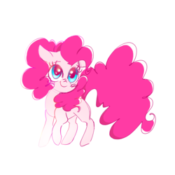 Size: 5000x5000 | Tagged: safe, artist:pinkablue, pinkie pie, earth pony, pony, g4, absurd resolution, blushing, female, floppy ears, huge tail, mare, simple background, smiling, solo, white background