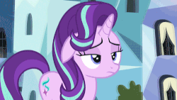 Size: 500x281 | Tagged: safe, screencap, starlight glimmer, pony, unicorn, g4, season 6, the crystalling, :d, animated, bored, crystal empire, cute, emotional spectrum, female, floppy ears, frown, glimmerbetes, happy, lidded eyes, mare, open mouth, outdoors, sad, smiling, solo, walking, wide eyes