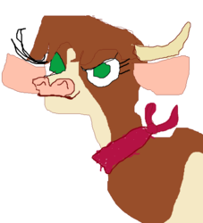 Size: 761x838 | Tagged: safe, derpibooru exclusive, arizona (tfh), cow, them's fightin' herds, 1000 hours in ms paint, bust, community related, female, handkerchief, ms paint, quality, simple background, solo, stylistic suck, white background