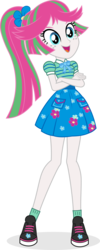 Size: 2565x6402 | Tagged: safe, artist:punzil504, blossomforth, equestria girls, g4, absurd resolution, clothes, clothes swap, crossed arms, cutie mark on clothes, equestria girls-ified, female, freckles, open mouth, ponytail, shoes, simple background, skirt, socks, solo, transparent background