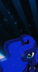 Size: 744x1392 | Tagged: artist needed, safe, princess luna, alicorn, pony, g4, angry, bust, female, headphones, iphone wallpaper, jewelry, mare, phone wallpaper, portrait, regalia, solo, space, wallpaper