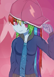 Size: 707x1014 | Tagged: safe, artist:candys2003, rainbow dash, equestria girls, equestria girls specials, g4, my little pony equestria girls: dance magic, baseball cap, cap, female, hat, rapper, rapper dash, solo, turning