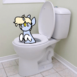 Size: 370x370 | Tagged: safe, artist:nootaz, oc, oc only, oc:nootaz, animated, but why, down the drain, flush, flushed away, frame by frame, gif, non-looping gif, toilet