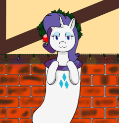 Size: 1639x1703 | Tagged: safe, alternate version, artist:wyntermoon, rarity, pony, unicorn, g4, :3, christmas, christmas lights, christmas stocking, cutie mark, female, fireplace, holiday, lidded eyes, looking at you, mare, solo