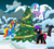 Size: 1024x931 | Tagged: safe, artist:mlp-trailgrazer, oc, oc only, oc:terra hoof, earth pony, hybrid, pegasus, pony, zony, christmas, christmas tree, clothes, female, holiday, magic, mare, scarf, sky, sweater, tree