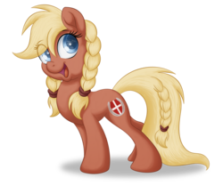 Size: 3059x2563 | Tagged: safe, alternate version, artist:littlehybridshila, oc, oc only, oc:valkyria, earth pony, pony, braid, braided tail, female, high res, mare, simple background, smiling, solo, transparent background