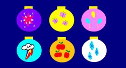 Size: 1374x748 | Tagged: safe, artist:samueljcollins1990, applejack, fluttershy, pinkie pie, rainbow dash, rarity, twilight sparkle, g4, christmas, christmas ornament, decoration, hearth's warming, holiday, mane six, ornament