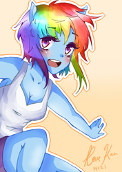 Size: 600x848 | Tagged: safe, artist:reeve-sama, rainbow dash, human, g4, breasts, cleavage, clothes, humanized, pony coloring, simple background, tank top