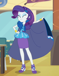 Size: 513x669 | Tagged: safe, rarity, best trends forever: twilight sparkle, equestria girls, g4, my little pony equestria girls: better together, cape, choose twilight sparkle, clothes, cropped, eyeshadow, female, lidded eyes, makeup, rarity peplum dress, solo