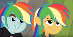 Size: 1062x547 | Tagged: safe, screencap, snails, snips, best trends forever: rainbow dash, equestria girls, g4, my little pony equestria girls: better together, rainbow hair, wig