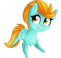 Size: 1537x1465 | Tagged: safe, artist:deraniel, lightning dust, pegasus, pony, g4, chest fluff, chibi, cute, female, simple background, smiling, solo, transparent background