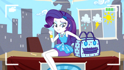 Size: 1920x1080 | Tagged: safe, screencap, rarity, best trends forever, equestria girls, equestria girls series, g4, clothes, female, geode of shielding, legs, magical geodes, pencil skirt, rarity peplum dress, skirt, smiling, solo