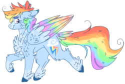 Size: 812x545 | Tagged: safe, artist:wanderingpegasus, rainbow dash, pegasus, pony, g4, colored wings, female, mare, multicolored hair, simple background, solo, tail feathers