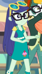 Size: 356x620 | Tagged: safe, screencap, blueberry cake, best trends forever, best trends forever: twilight sparkle, equestria girls, g4, my little pony equestria girls: better together, choose twilight sparkle, cropped, glasses