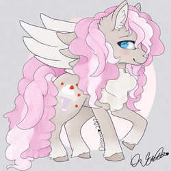 Size: 1024x1024 | Tagged: safe, artist:dreamcreationsink, oc, oc only, oc:strawberry swirl, pegasus, pony, chest fluff, excessive chest fluff, female, mare, solo
