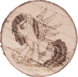 Size: 964x953 | Tagged: safe, artist:malte279, oc, oc only, oc:soul reaper, pony, flower, pen and paper rpg, pyrography, solo, traditional art
