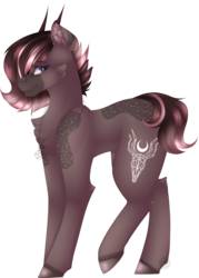 Size: 2110x2950 | Tagged: safe, artist:mauuwde, oc, oc only, oc:poise, demon pony, pony, female, high res, horns, simple background, solo, transparent background