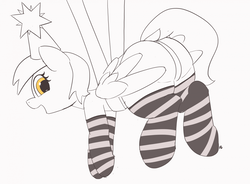 Size: 1280x944 | Tagged: safe, artist:pabbley, derpy hooves, pony, g4, 30 minute art challenge, butt, clothes, cute, derpabetes, dock, featureless crotch, female, hat, plot, socks, solo, striped socks