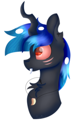 Size: 1891x2938 | Tagged: safe, artist:tomboygirl45, oc, oc only, oc:imitation, changeling, blue changeling, bust, male, portrait, simple background, solo, transparent background