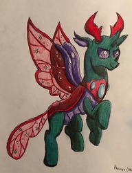 Size: 2236x2913 | Tagged: safe, artist:bozzerkazooers, pharynx, changedling, changeling, g4, high res, male, prince pharynx, solo, traditional art