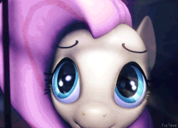 Size: 750x540 | Tagged: safe, artist:lunalewdie, fluttershy, pegasus, pony, g4, 3d, animated, blinking, bust, cute, eye, eyes, female, gif, glowing eyes, looking up, portrait, shyabetes, smiling, source filmmaker
