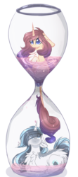 Size: 569x1284 | Tagged: dead source, safe, artist:php146, oc, oc only, oc:amber, oc:frozen wind, pony, unicorn, duo, hourglass, simple background, transparent background