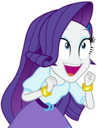 Size: 1557x2048 | Tagged: safe, artist:thebarsection, rarity, dance magic, equestria girls, equestria girls specials, g4, belt, blouse, bracelet, clothes, cute, excited, female, hair, hairpin, looking up, makeup, open mouth, open smile, raribetes, shrunken pupils, simple background, skirt, smiling, solo, teenager, transparent background