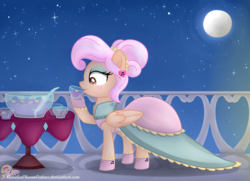 Size: 6337x4594 | Tagged: safe, artist:raspberrystudios, oc, oc only, absurd resolution, clothes, dress, gala dress, moonlight, punch (drink), punch bowl, sipping