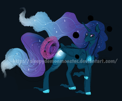 Size: 1024x849 | Tagged: safe, artist:sleepydemonmonster, princess luna, alicorn, pony, g4, black hole, female, mare, solo, spacetime