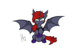 Size: 1920x1200 | Tagged: safe, alternate version, artist:cobalt hex, oc, oc only, oc:midnight kiss, alicorn, bat pony, bat pony alicorn, pony, colored, ear piercing, earring, jewelry, piercing, simple background, white background