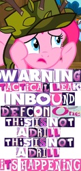 Size: 568x1194 | Tagged: safe, pinkie pie, earth pony, pony, g4, caption, expand dong, exploitable meme, female, hat, image macro, it's happening, meme, solo