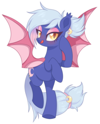 Size: 3024x3734 | Tagged: safe, artist:centchi, artist:hawthornss, oc, oc only, oc:moon sugar, bat pony, pony, bat pony oc, bedroom eyes, blushing, ear fluff, eyeshadow, female, high res, looking at you, makeup, mare, simple background, solo, tongue out, transparent background, underhoof