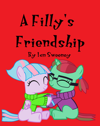 Size: 1736x2196 | Tagged: safe, artist:ianpony98, oc, oc only, oc:lilac sea, oc:straight a's, fanfic, hug, parent:oc:ian, red background, simple background