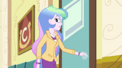 Size: 800x450 | Tagged: safe, screencap, princess celestia, principal celestia, best trends forever, best trends forever: pinkie pie, equestria girls, g4, my little pony equestria girls: better together, animated, confetti, female, oh crap face, this will end in detention
