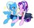 Size: 1500x1240 | Tagged: dead source, safe, artist:wagomu_pegasisu, starlight glimmer, trixie, pony, unicorn, g4, bag, clothes, crying, cute, diatrixes, female, giggling, glimmerbetes, hanging out, laughing, lesbian, necktie, one eye closed, school uniform, ship:startrix, shipping, sitting, skirt, skirt lift, smiling, tears of laughter, wink