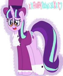 Size: 1024x1229 | Tagged: safe, artist:xxfluffypachirisuxx, snowfall frost, starlight glimmer, pony, a hearth's warming tail, g4, clothes, female, hat, mare, simple background, solo, transparent background