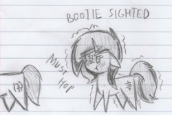 Size: 1108x746 | Tagged: safe, artist:binary6, oc, oc only, oc:circuit, pony, >:t, blushing, booty had me like, female, freckles, hopping, lined paper, solo, traditional art