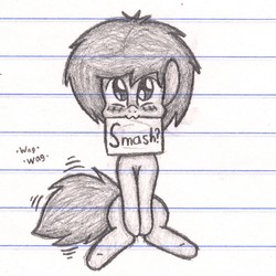 Size: 3265x3265 | Tagged: safe, artist:binary6, oc, oc only, oc:binary6, pony, blushing, cute, high res, lemme smash, lined paper, solo, traditional art