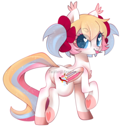 Size: 1200x1200 | Tagged: safe, artist:snow angel, oc, oc only, oc:candy cream, bat pony, pony, bat pony oc, butt, dock, female, heart eyes, looking back, mare, obtrusive watermark, plot, raised hoof, raised leg, simple background, smiling, solo, tongue out, transparent background, watermark, wingding eyes