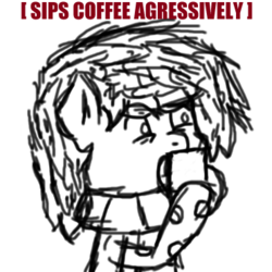 Size: 371x371 | Tagged: safe, artist:binary6, oc, oc only, oc:binary6, pony, aggressive, angry, coffee, digital art, simple background, sipping, sketch, solo