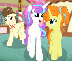 Size: 12524x10500 | Tagged: safe, artist:faitheverlasting, pound cake, princess flurry heart, pumpkin cake, alicorn, pegasus, pony, unicorn, g4, absurd resolution, blushing, female, male, older, older flurry heart, older pound cake, older pumpkin cake, ship:poundflurry, shipping, straight