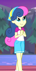 Size: 395x784 | Tagged: safe, screencap, bon bon, sweetie drops, equestria girls, g4, my little pony equestria girls: legend of everfree, bandana, cropped, female, smiling, solo