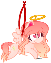 Size: 394x491 | Tagged: safe, artist:venomns, oc, oc only, oc:amber, pegasus, pony, chibi, female, halo, mare, simple background, solo, transparent background