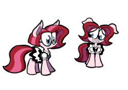 Size: 1241x875 | Tagged: safe, artist:joeywaggoner, oc, oc only, pony, the clone that got away, clothes, diane, dress, glasses, pinkie clone, simple background, skirt, solo, white background