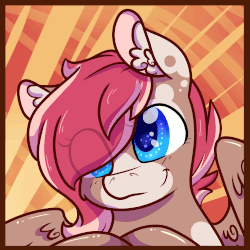 Size: 1000x1000 | Tagged: safe, artist:cloureed, oc, oc only, oc:strawberry breeze, pegasus, pony, animated, blinking, bust, ear fluff, female, hair over one eye, mare, smiling