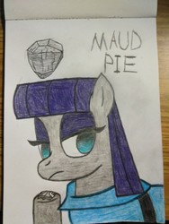 Size: 3456x4608 | Tagged: safe, artist:superhypersonic2000, boulder (g4), maud pie, earth pony, pony, g4, bust, female, lidded eyes, mare, portrait, simple background, solo, traditional art, white background