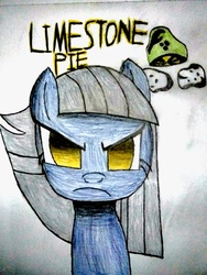 Size: 1536x2048 | Tagged: safe, artist:superhypersonic2000, limestone pie, earth pony, pony, g4, bust, female, glare, grumpy, looking at you, mare, portrait, simple background, solo, traditional art, white background